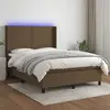 vidaXL Sommier à lattes de lit matelas et LED Marron foncé 140x200 cm