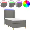 vidaXL Sommier à lattes de lit matelas LED Gris foncé 90x200cm Tissu