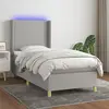 vidaXL Sommier à lattes de lit matelas LED Gris clair 90x190cm Tissu