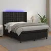vidaXL Sommier à lattes de lit matelas LED Noir 140x200cm Similicuir