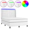 vidaXL Sommier à lattes de lit matelas LED Blanc 140x200 cm Similicuir