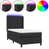vidaXL Sommier à lattes de lit matelas LED Noir 90x200 cm Similicuir