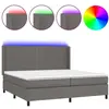 vidaXL Sommier à lattes de lit matelas LED Gris 200x200 cm Similicuir