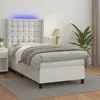vidaXL vidaXL Sommier tapissier avec matelas et LED Blanc 80x200cm Similicuir