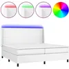 vidaXL Sommier à lattes de lit matelas LED Blanc 200x200 cm Similicuir