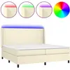 vidaXL Lit Boxspring avec matelas & LED Crème 200x200 cm Similicuir
