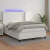 vidaXL Sommier à lattes de lit matelas LED Blanc 140x190 cm Similicuir