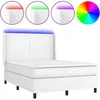 vidaXL Sommier à lattes de lit matelas LED Blanc 140x200 cm Similicuir