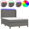 vidaXL Sommier à lattes de lit matelas LED Gris 140x200 cm Similicuir