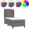 vidaXL Sommier à lattes de lit matelas LED Gris 80x200 cm Similicuir