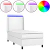 vidaXL Sommier à lattes de lit matelas LED Blanc 90x200cm Similicuir