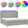 vidaXL Sommier à lattes de lit matelas LED Gris clair 200x200 cm Tissu