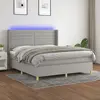 vidaXL Sommier à lattes de lit matelas LED Gris clair 180x200 cm Tissu
