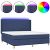 vidaXL Sommier à lattes de lit matelas et LED Bleu 160x200 cm Tissu