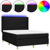 vidaXL Sommier à lattes de lit matelas et LED Noir 140x190 cm Tissu