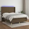 vidaXL Sommier à lattes de lit matelas et LED Marron foncé 140x200 cm