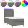 vidaXL Sommier à lattes de lit matelas LED Gris foncé 90x200cm Tissu