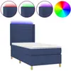 vidaXL Sommier à lattes de lit matelas et LED Bleu 80x200cm Tissu