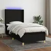 vidaXL Sommier à lattes de lit matelas et LED Noir 90x190 cm Tissu