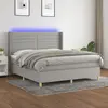 vidaXL Sommier à lattes de lit matelas LED Gris clair 160x200 cm Tissu