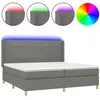 vidaXL Sommier à lattes de lit matelas LED Gris foncé 200x200 cm Tissu