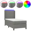 vidaXL Sommier à lattes de lit matelas LED Gris foncé 90x200cm Tissu