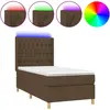 vidaXL Sommier à lattes de lit matelas LED Marron foncé 90x190cm Tissu