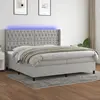 vidaXL Sommier à lattes de lit matelas LED Gris clair 200x200 cm Tissu