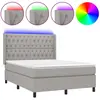 vidaXL Sommier à lattes de lit matelas LED Gris clair 140x200 cm Tissu