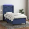 vidaXL Sommier à lattes de lit matelas et LED Bleu 90x190 cm Tissu