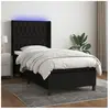 vidaXL Sommier à lattes de lit matelas et LED Noir 90x200 cm Tissu