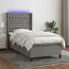 vidaXL Sommier à lattes de lit matelas LED Gris foncé 90x190cm Tissu