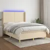 vidaXL Sommier à lattes de lit matelas et LED Crème 140x190 cm Tissu