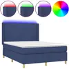 vidaXL Sommier à lattes de lit matelas et LED Bleu 140x190 cm Tissu