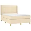 vidaXL Sommier à lattes de lit matelas et LED Crème 140x190 cm Tissu