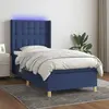 vidaXL Sommier à lattes de lit matelas et LED Bleu 90x200 cm Tissu