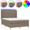 vidaXL Sommier à lattes de lit matelas et LED Taupe 140x200 cm Tissu