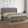 vidaXL Sommier tapissier et matelas et LED Taupe 200x200 cm Tissu