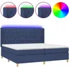vidaXL Sommier à lattes de lit matelas et LED Bleu 200x200 cm Tissu