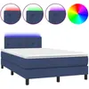 vidaXL Sommier à lattes de lit avec matelas LED Bleu 120x200 cm Tissu