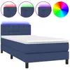 vidaXL Sommier à lattes de lit avec matelas LED Bleu 100x200 cm Tissu