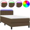 vidaXL Sommier à lattes de lit et matelas et LED Marron foncé 90x190cm