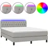 vidaXL Sommier à lattes de lit et matelas et LED Gris clair 140x200 cm