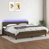 vidaXL Sommier à lattes de lit matelas et LED Marron foncé 200x200 cm