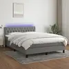 vidaXL Sommier à lattes de lit et matelas et LED Gris foncé 140x190 cm