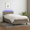vidaXL Sommier à lattes de lit avec matelas LED Taupe 80x200 cm Tissu