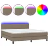 vidaXL Sommier à lattes de lit avec matelas LED Taupe 180x200 cm Tissu