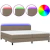 vidaXL Sommier à lattes de lit et matelas et LED Taupe 200x200cm Tissu