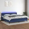vidaXL Sommier à lattes de lit et matelas et LED Bleu 200x200 cm Tissu