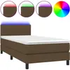 vidaXL Sommier à lattes de lit et matelas et LED Marron foncé 90x200cm